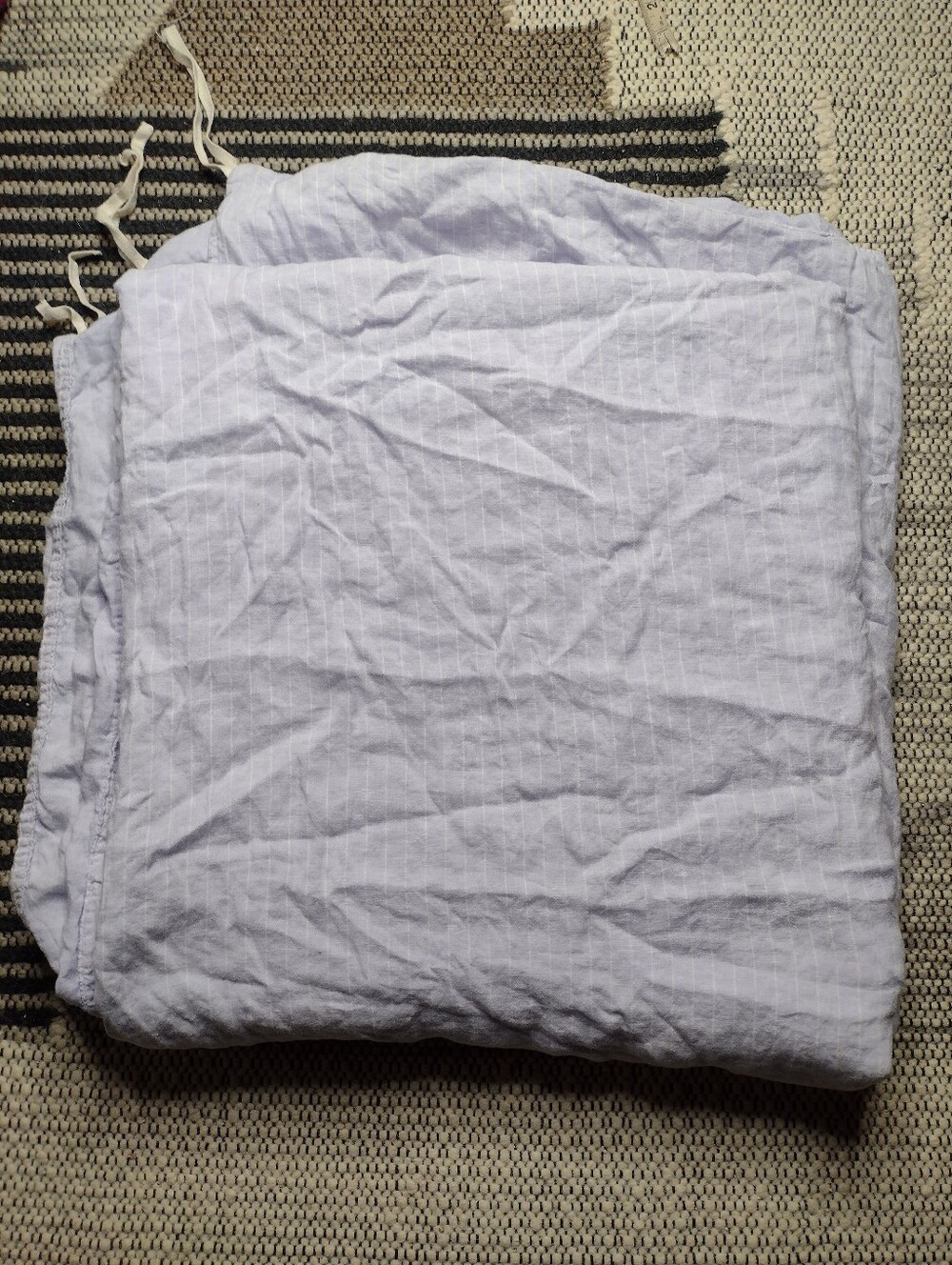 Brooklinen Linen Duvet Cover Full/Queen Lavender Purple Striped S1